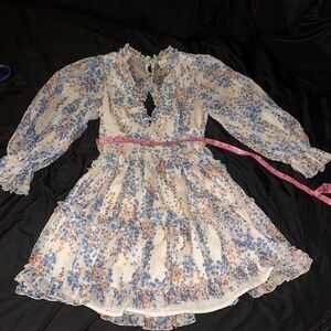 Floral Dress - Blue and Peach